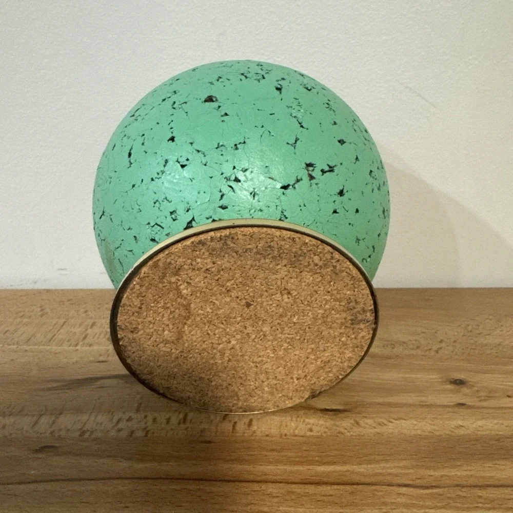 Vintage Mid Century Modern Cork Pencil Pen Holder Circle Ball Atomic Office Desk